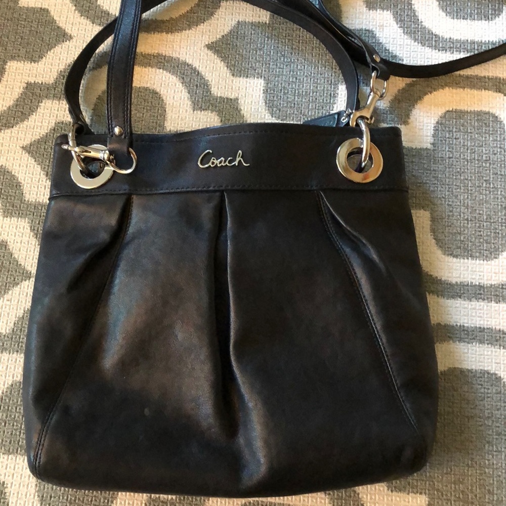 Coach black leather crossbody bag